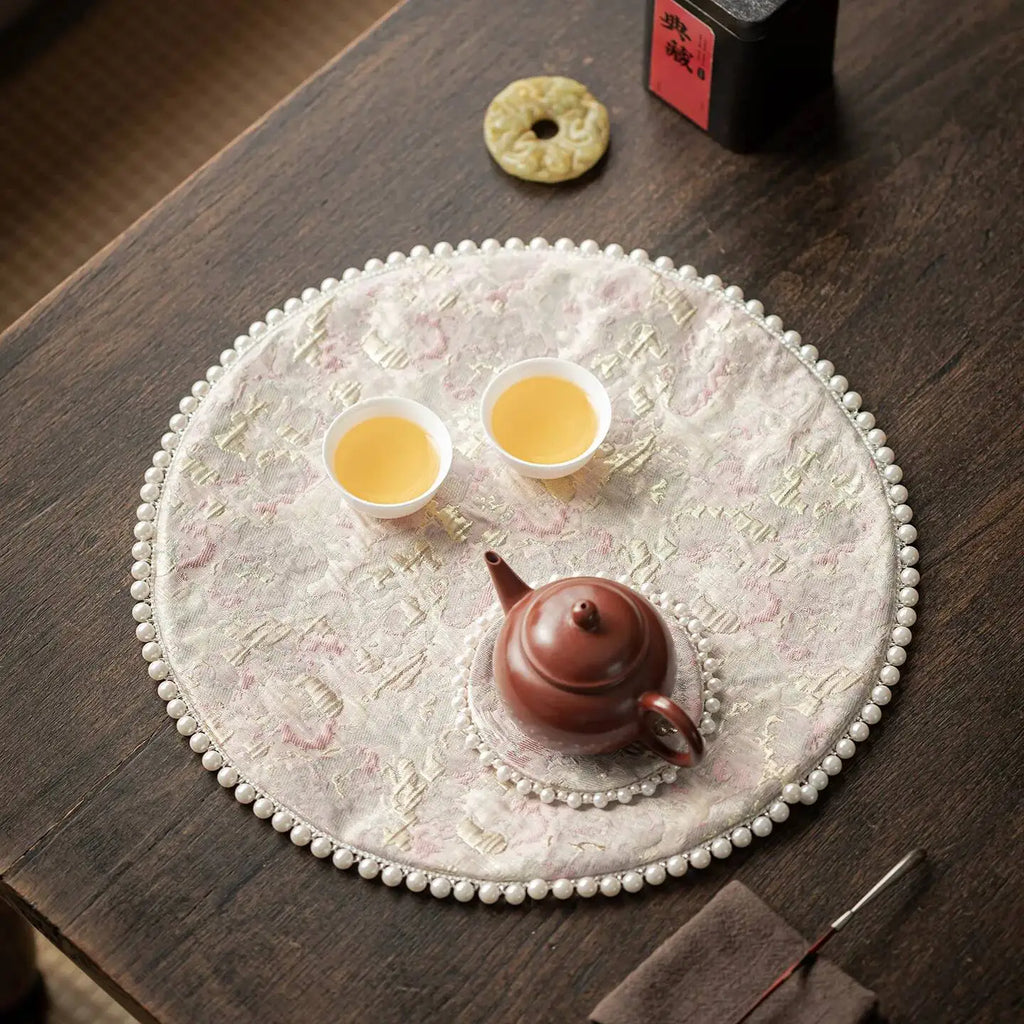Pearl Tea Mat Chinese Style Double-sided Heat-resistant Insulation Pad Table Teapot Mat Tea Table Tea Ceremony Oasis Select