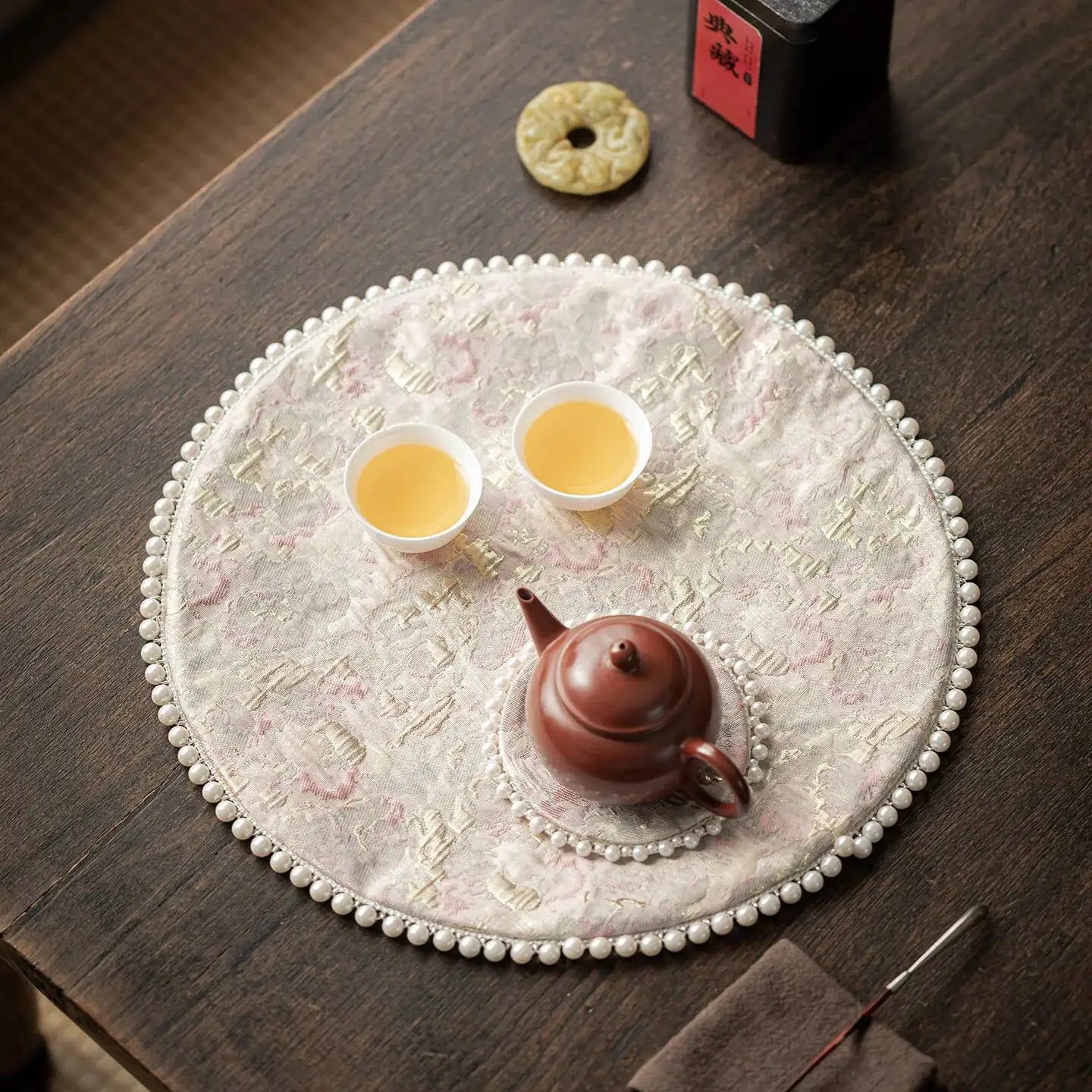 Pearl Tea Mat Chinese Style Double-sided Heat-resistant Insulation Pad Table Teapot Mat Tea Table Tea Ceremony Oasis Select