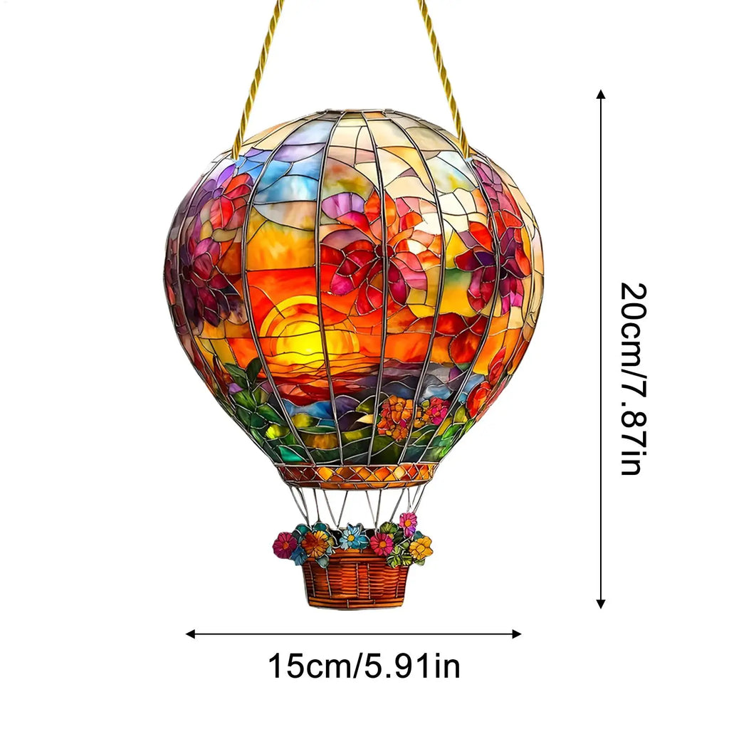Sun Catcher Window Wall Hangable Colored Decor 2D Flat Acrylic Hot Air Balloon Sun Catcher Window Decoration for Home Garden Oasis Select