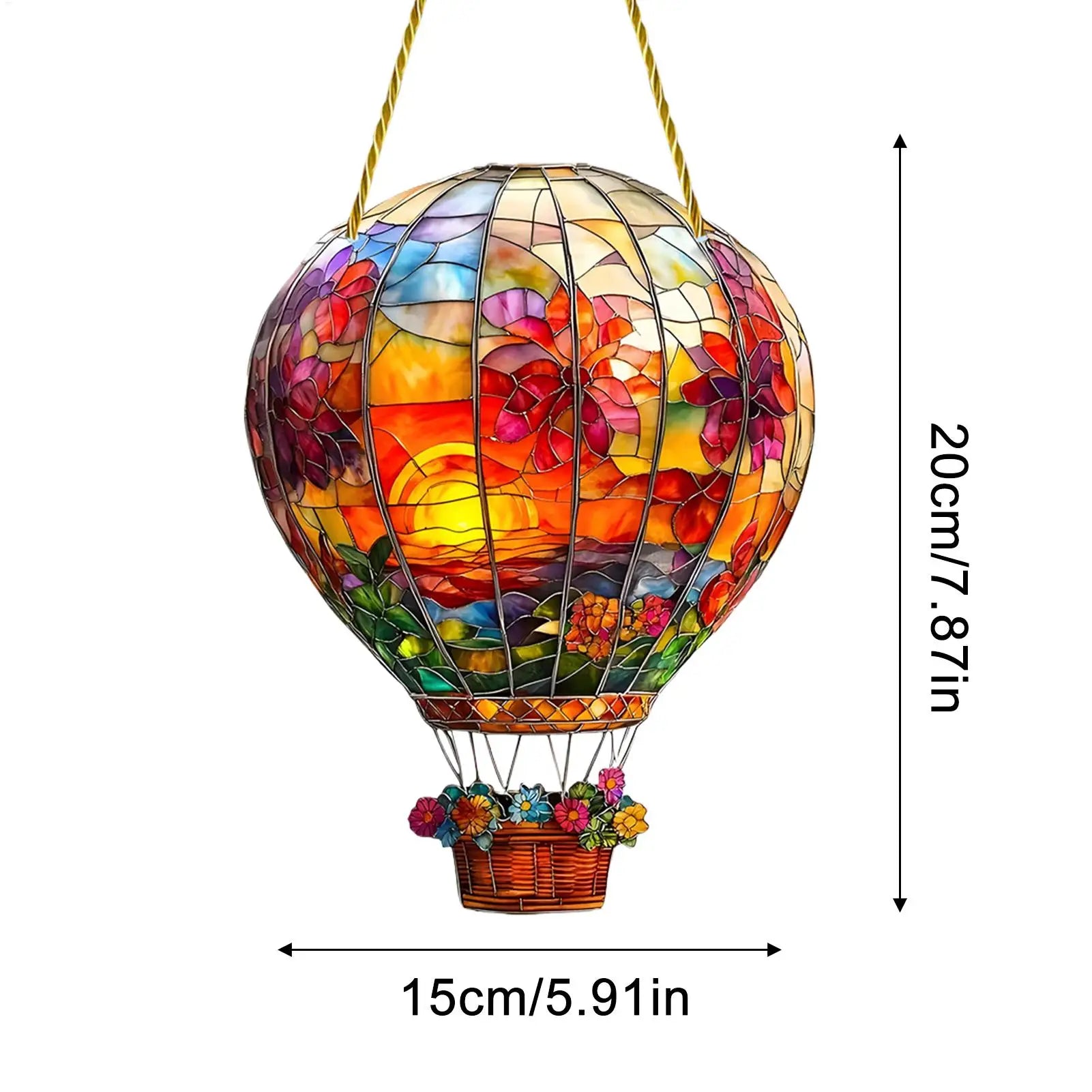 Sun Catcher Window Wall Hangable Colored Decor 2D Flat Acrylic Hot Air Balloon Sun Catcher Window Decoration for Home Garden Oasis Select