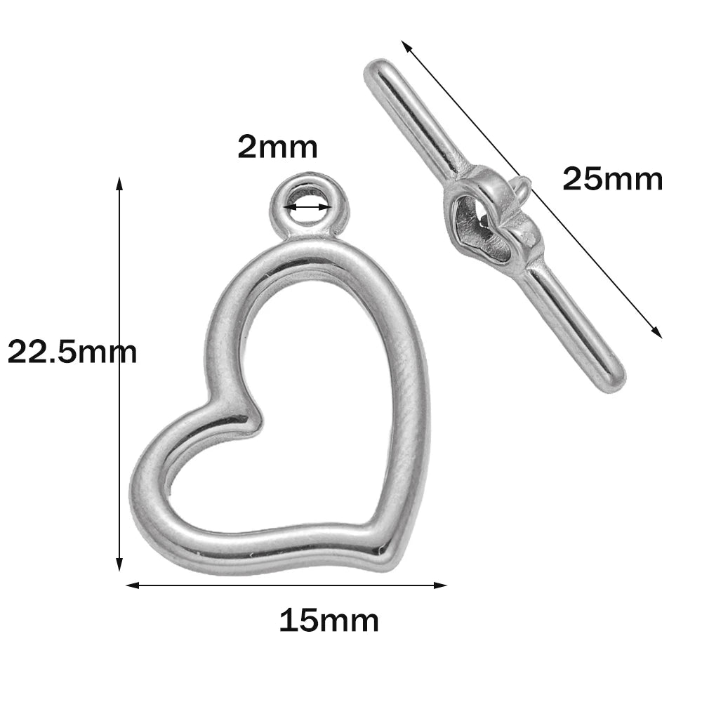 5 Sets Stainless Steel Toggle Clasp T-bar Closure Ring Fastener Hook