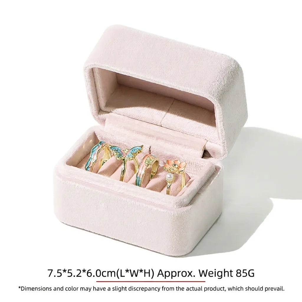 Portable Earrings Box Soft Velvet Jewelry Box Multi-Slot Ring Holder Compact Jewelry Storage Box For Special Occasion Gift Oasis Select Pink