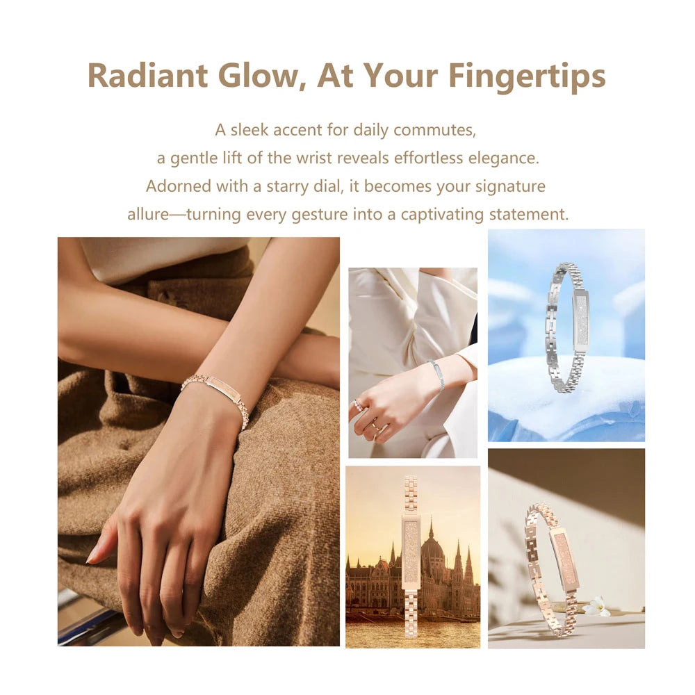 Ultra Thin Wristband Lady Waterproof Smart Chain Bracelet For Women Bluetooth Connected APP Sleep Heartrate Monitor Multi Sports Oasis Select
