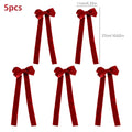 5pcs Velvet Bow Christmas Double-Layer Burgundy Bow Hanging Ornaments for DIY Christmas Tree Decorations Oasis Select Burgundy
