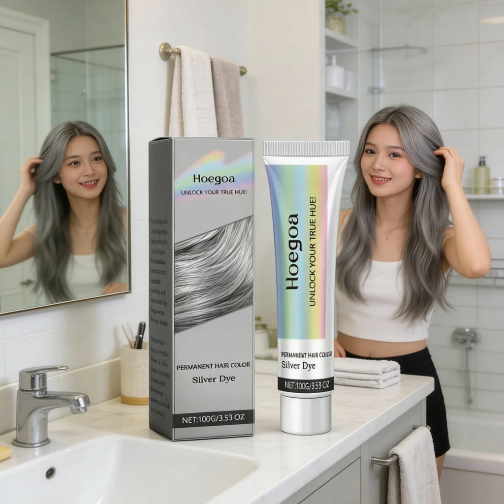 Hoegoa Silver Hair Dye Cream – Nourishing Long-Lasting Color 100g Silver Hair Dye Cream Oasis Select