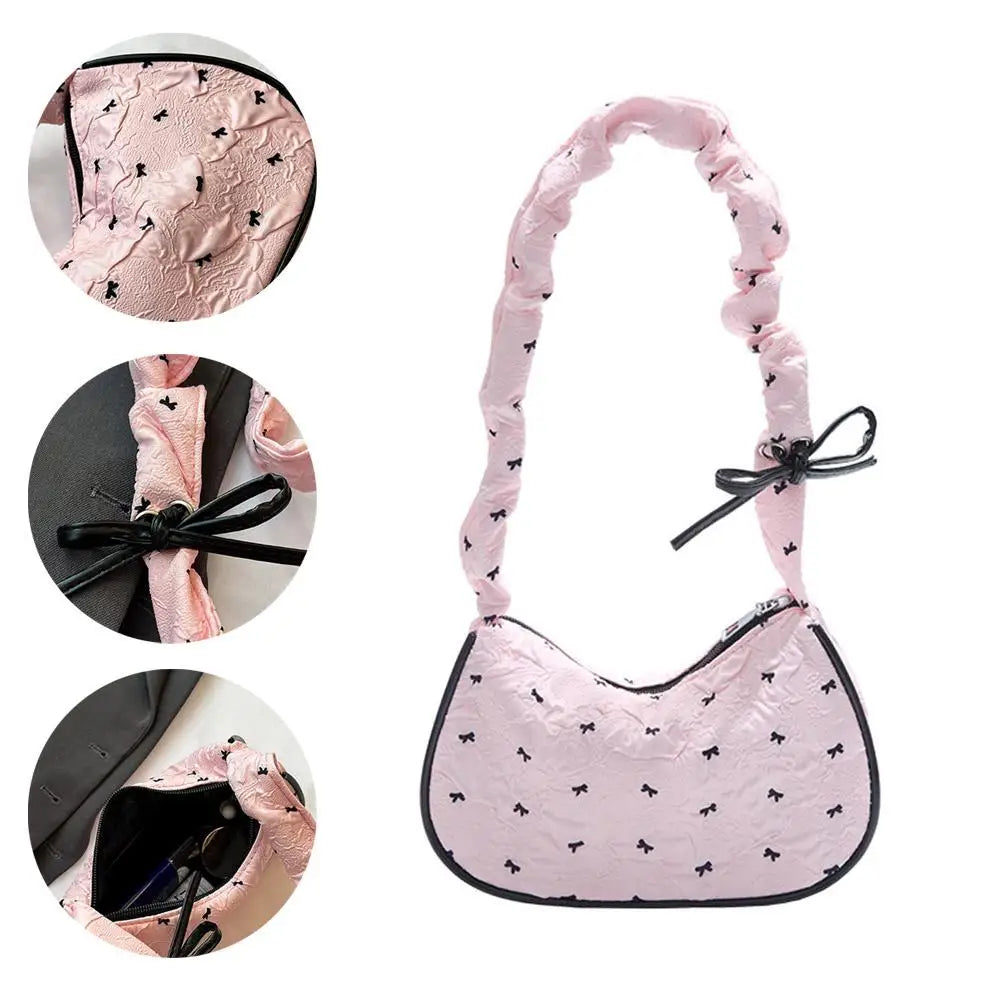 Korean Bow Shoulder Bag – Large Canvas Hobo Handbag for Women