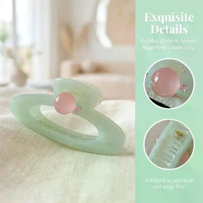 1/2Pcs Versatile Oval Hollow Out Hair Claw Pink Round Bead Planet Shape Sweet Hair Accessories For Girls 핑크 볼 헤어클로우） Oasis Select