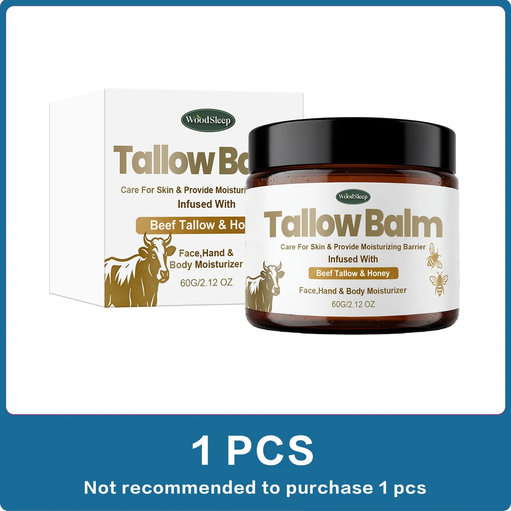 Woodsleep Beef Tallow Honey Skin Balm Mild Hydrating Moisturizer Non Greasy Emulsion Repair Cream for Dry Sensitive Skin Care Oasis Select 60g
