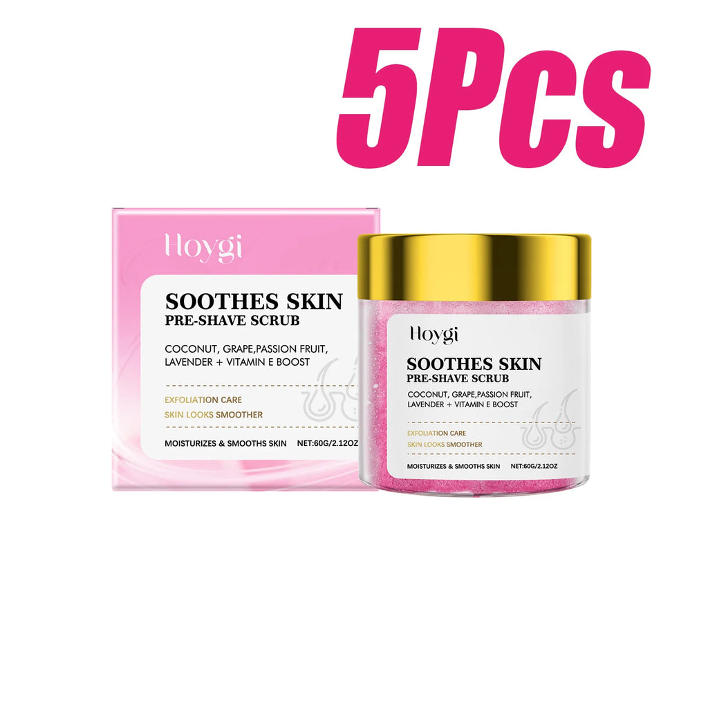 Pre-Shave Scrub Gentle Exfoliating Body Scrub for Smooth Skin Moisturizing Pre-Shave Care for Face and Body Smooths Skin Texture Oasis Select 5 x 60g boxed