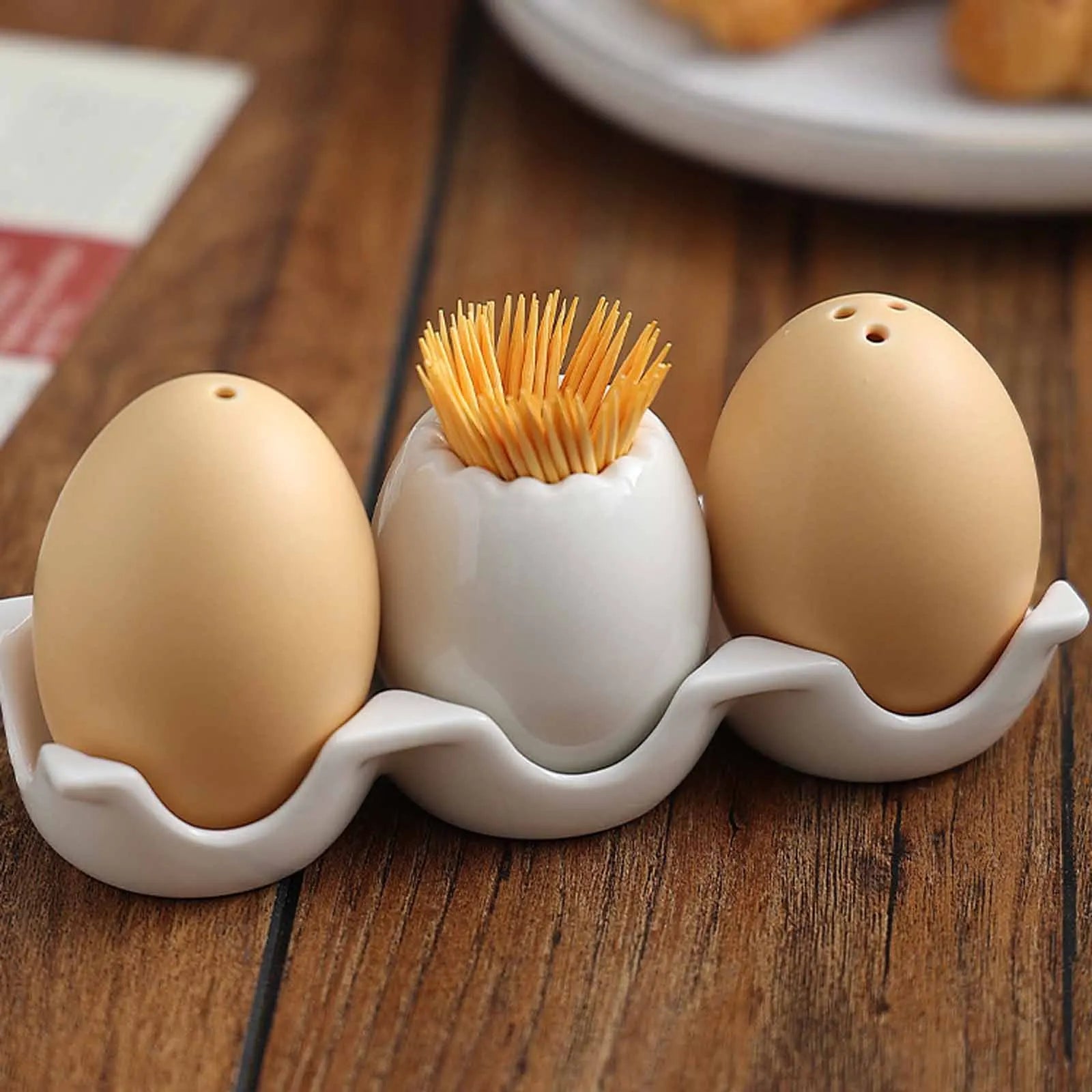 Egg-Shaped Ceramic Spice Bottle Set with Tray & Toothpick Box Ceramic Spice Set Oasis Select