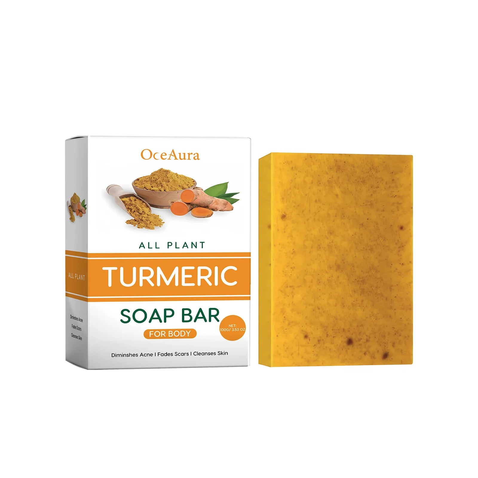 Oceaura Lemon Turmeric Body Care Soap Moisturizing Dryness Oil Control Deeply Cleansing Removing Exfoliate Skin Brightening Soap Oasis Select 100g Boxed