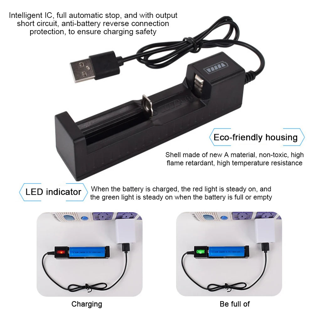 Universal USB Charger for 18650 26650 14500 Lithium Batteries