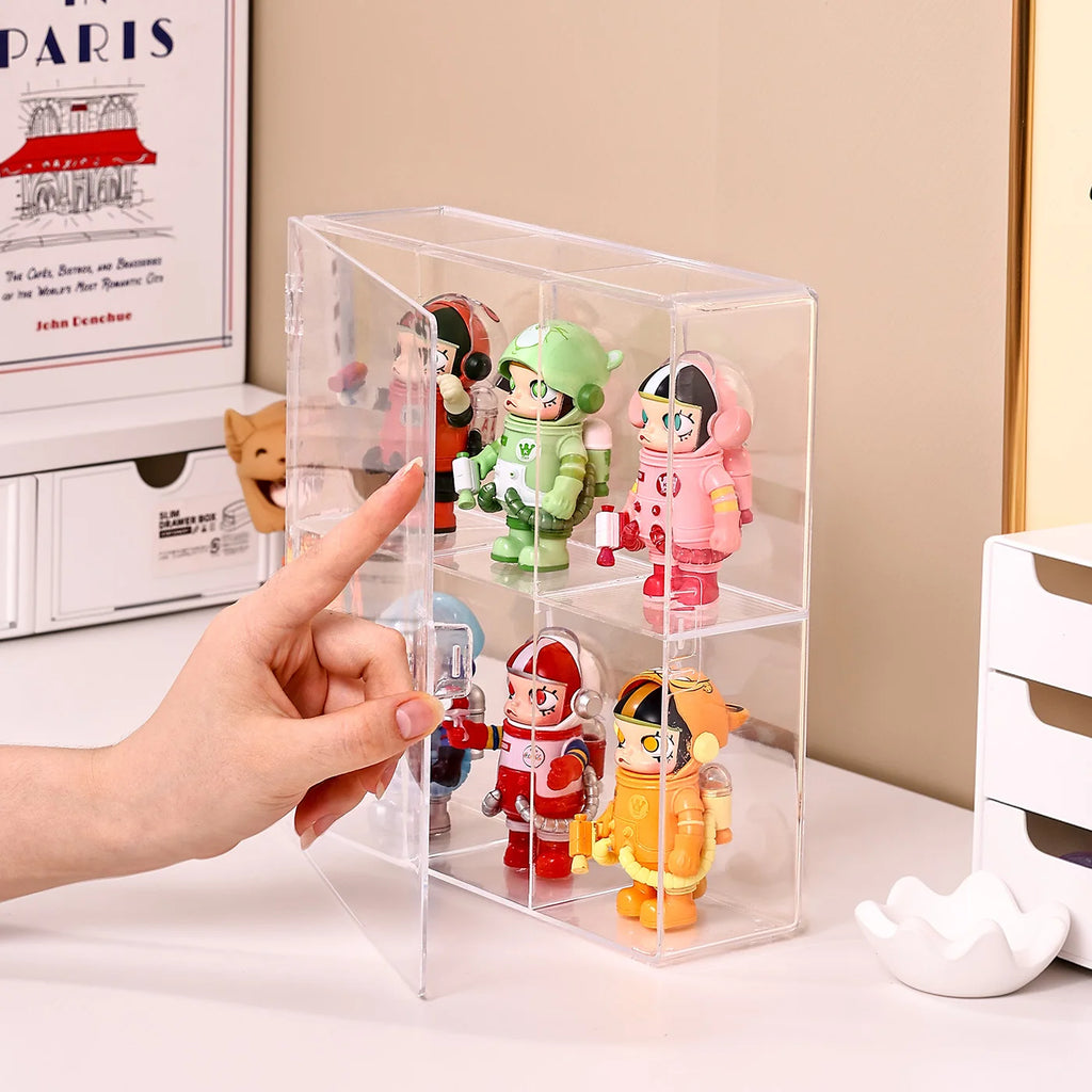 1pc Foldable Acrylic 6-Grid Blind Box Display Box Compartment Collectible Doll Storage Box, Hair Accessory Jewelry Storage Box Oasis Select