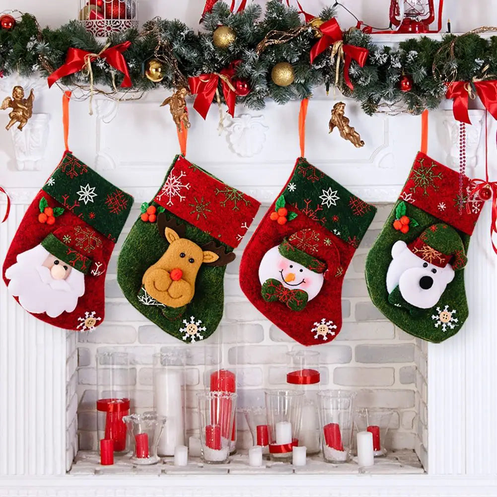 Parts Christmas Stocking Accessory Ornament Santa Snowman Socks Xmas Tree Bag Fabric Hanging Mini High Quality Oasis Select
