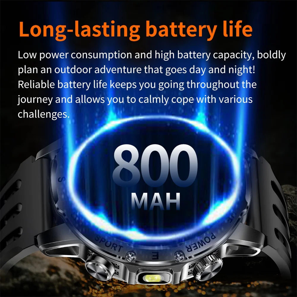 Outdoors Smart Watch Men Women 800Mah Battery IP68 Waterproof Health Music Smartwatch Flashlight Compass BT Call Sports Fitness Oasis Select