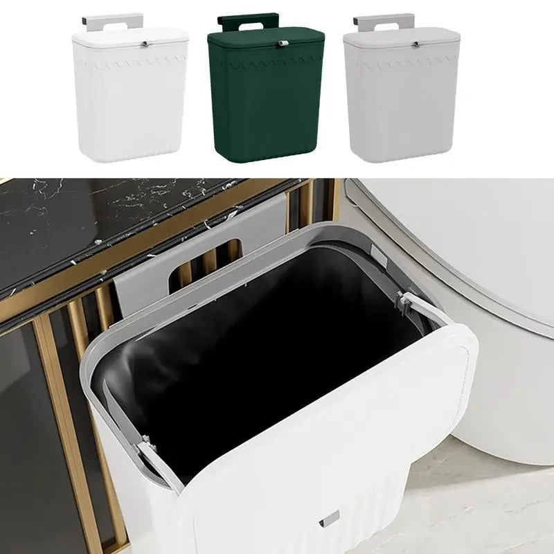 Hang Trash Can Kitchen Garbage Container Garbage Bin Trash Container With Lid Kitchen Accessories No Drilling Trash Container Oasis Select