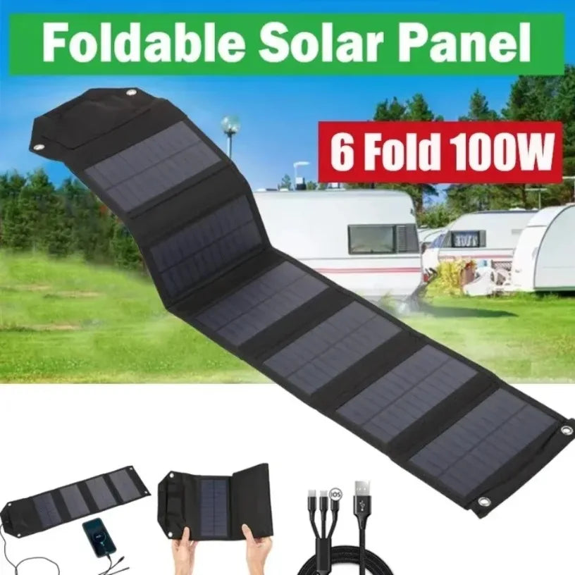 Portable 100W Foldable Solar Panel 5V USB Portable Folding Bag for Cell Phone Outdoor Waterproof Power Bank for Camping Hiking Oasis Select
