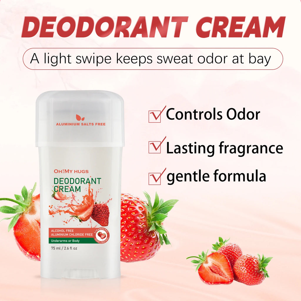 YURHERSU Strawberry Underarm Deodorizing Cream 75ml Unisex Deodorant Cream Oasis Select
