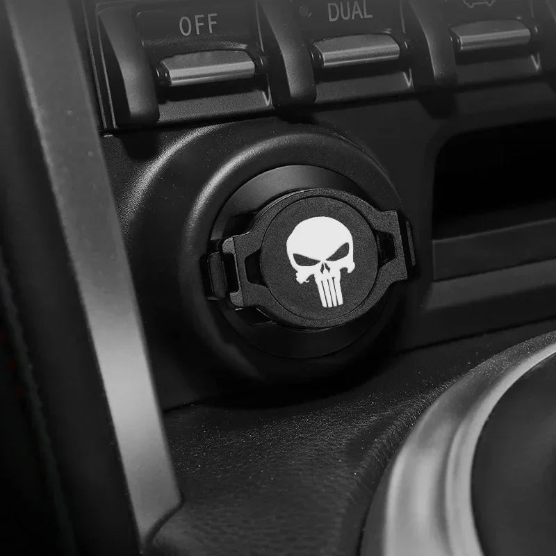 Start Stop Button Cover Engine Ignition Push Button Ring Styling Accessories Ignition Switch Protective Cover For All Cars Moto Oasis Select Skull-Black