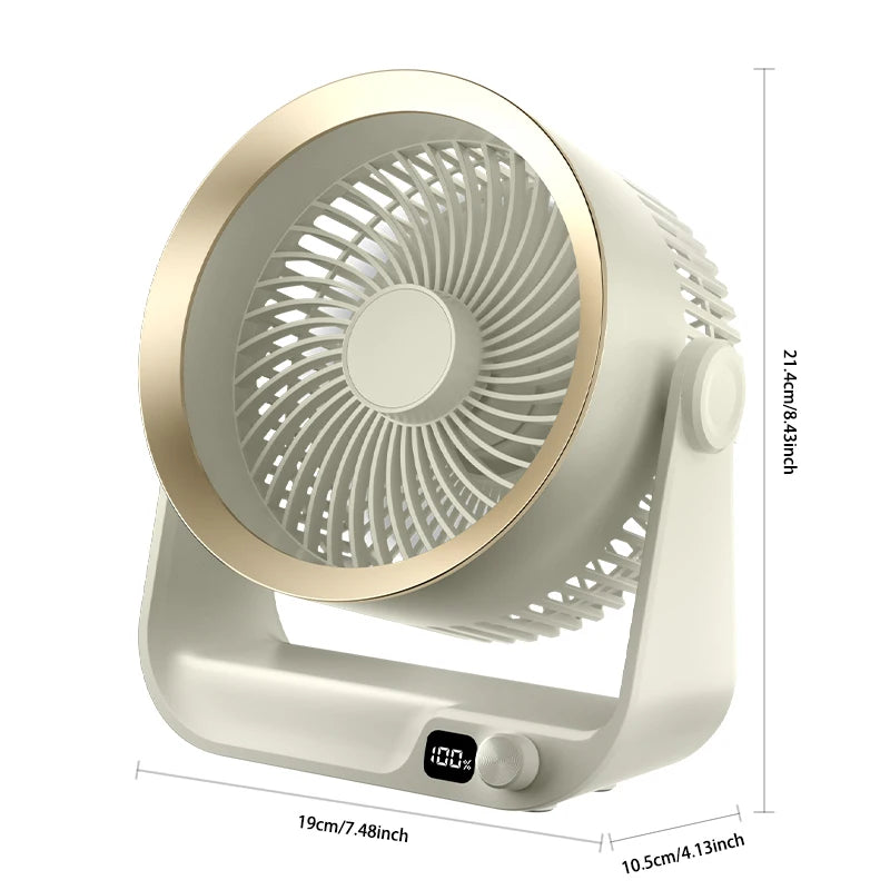 Air Circulation Desktop Fan – 5W USB, 4000mAh Battery