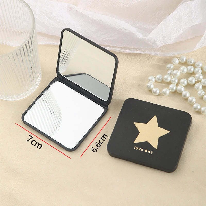 Portable Handheld Mini Makeup Mirror, Dormitory Tabletop And Office Use, Adjustable And Portable Folding Mirror Oasis Select style B Star