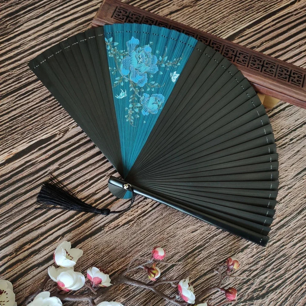 Chinese Style Bamboo Classical Fan Lady Japanese Ancient Style Classical Portable Folding Fan Hanfu Dance Fan Oasis Select 1