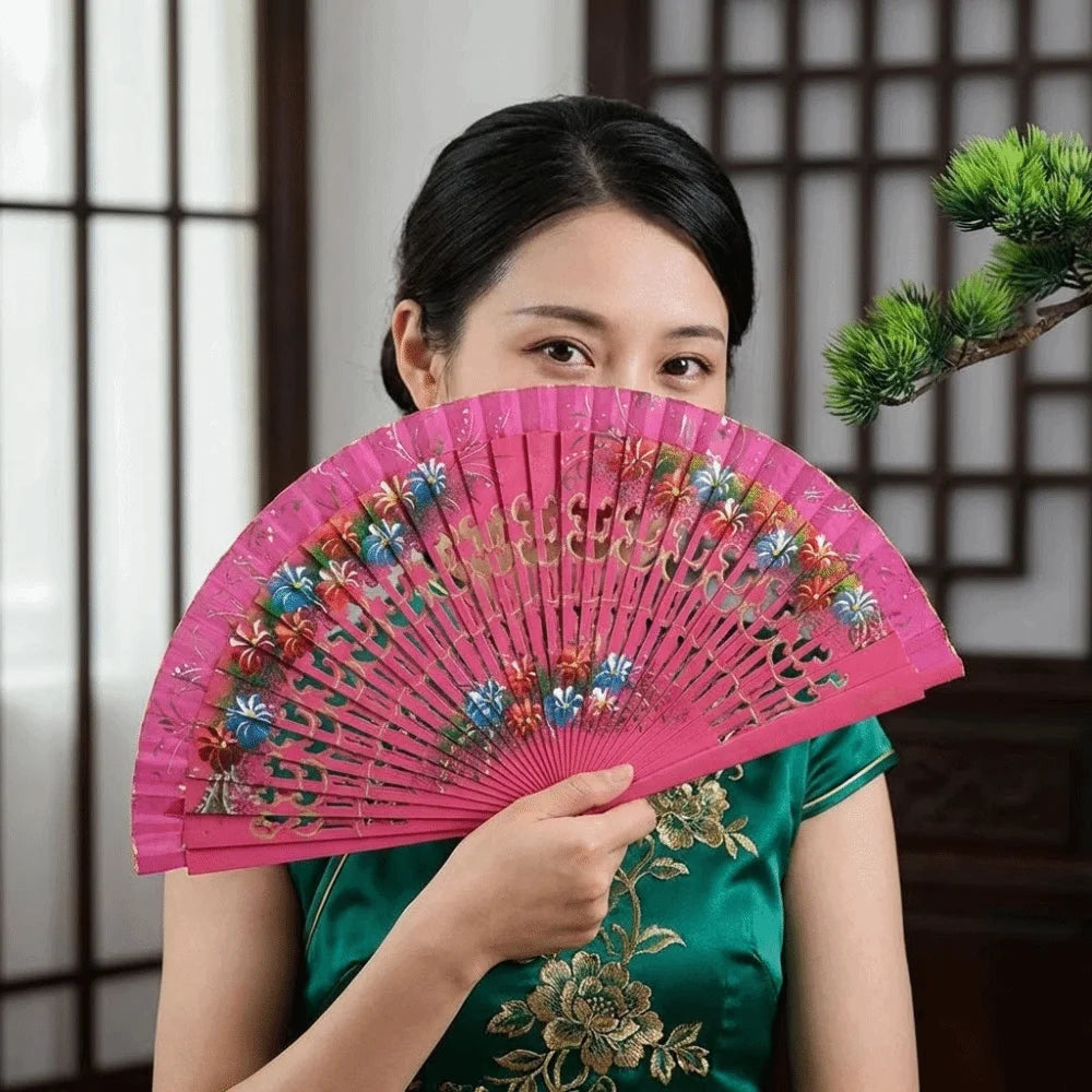 Traditional Classic Hand-painted Fan Colorful Hand Crafted Chinese Style Fan Antique Decorative Folding Fan Photography Prop Oasis Select