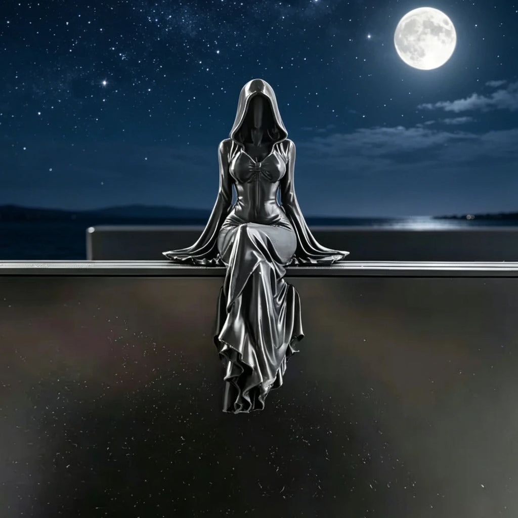 Gothic Faceless Sitting Lady Statue Black Desktop Ornament Dark Queen Figure Decor for Home Office Shelf Halloween Party Oasis Select