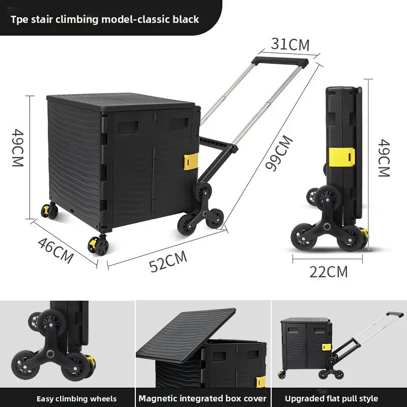 Multi-functional Outdoor camping folding shopping cart household trolley storage box Oasis Select Black B