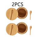 Bamboo Seasoning Jar with Lid & Spoon – Salt, Sugar & Spice Seasoning Storage Jar Oasis Select 2pc