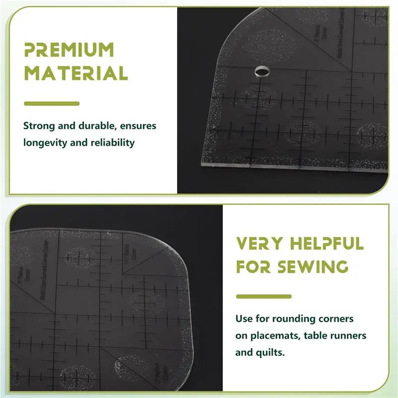 LIKE WISH Creative Curved Corner Cutter Quilt Ruler,Acrylic Sewing Curved Corner Cutter Ruler, Sewing Template Patchwork Tool,2P Oasis Select