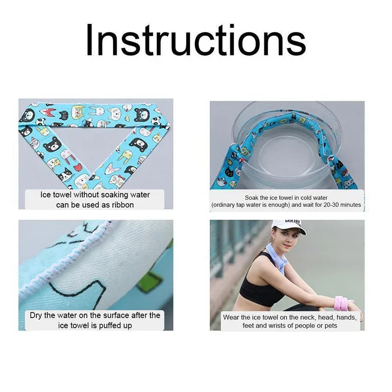 Summer Cooling Ice Neck Cooling Scarf Bandana Body Ice Wrap Tie Refreshing Multifunction Wrist Towel Headband Cooling Accessory Oasis Select