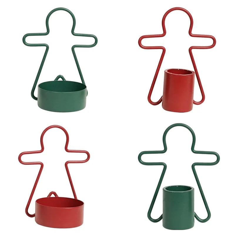 Simple Gingerbread Man Candlestick Decoration Ins Style Christmas-themed Mini Candlestick with Festive Atmosphere Oasis Select