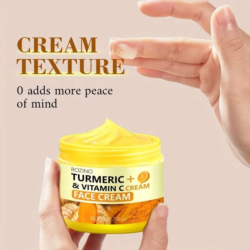 Turmeric VC Face Cream Deeply Moisturizes and Desalinates Skin Leaving Skin Fresh Non Greasy Smooth Firm Soft Elastic Energetic Oasis Select