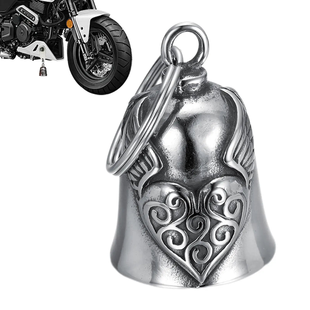 Heart Wing Motorcycle Bell Pendant Heart Lucky Bell style riding Bell Good Luck Bell Retro Motorcycle Safety Bell decoration Oasis Select Default Title