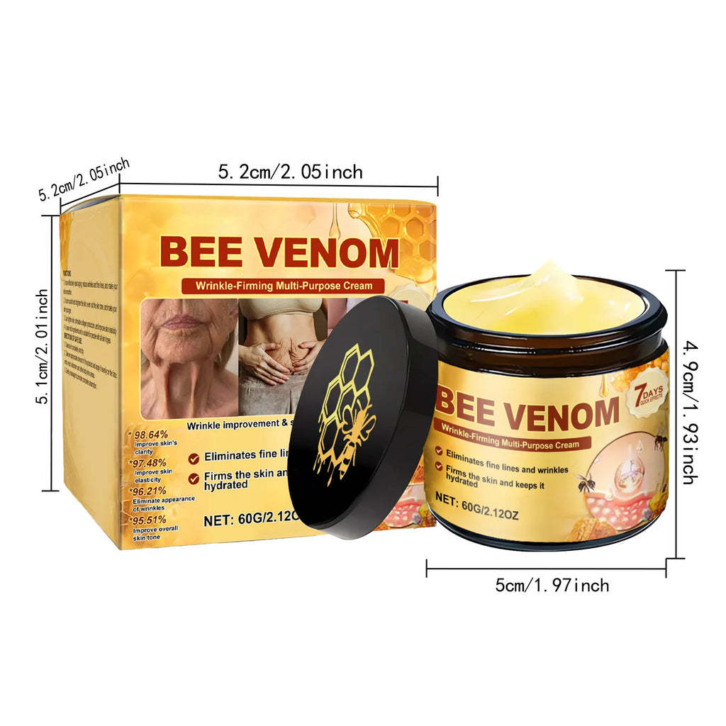 Bee Venom Firming Cream for Sagging Skin Lifting Tightening Anti Wrinkle Fade Fine Lines Hydrating Multi Action Body Cream Oasis Select 60g Boxed
