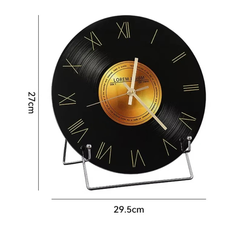 Mid Ancient Style Retro Vinyl Record Desktop Clock Decoration Living Room TV Cabinet Italian Minimalist Decoration Desk Clock Oasis Select