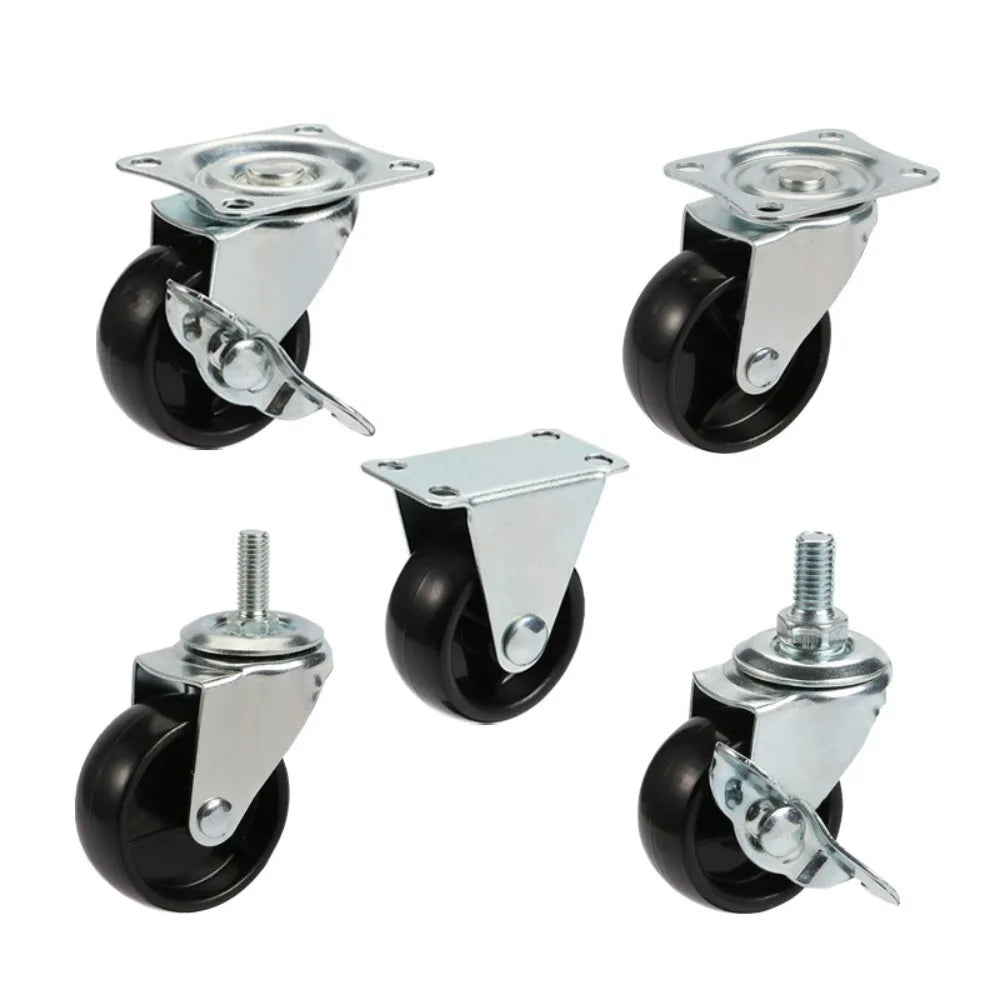 4Pcs 1"/1.25"/2" PVC Furniture Casters Wear Resistant Mute Universal Heavy Trolley Wheels 360 Degrees Swivel Castor with Brake Oasis Select