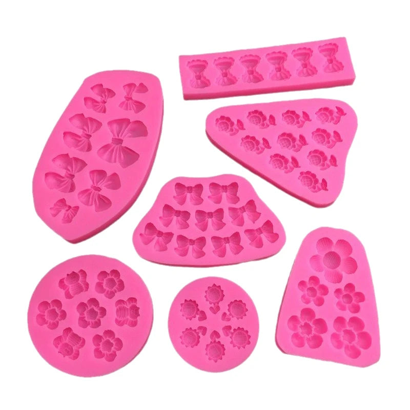 Cute Cartoon Flowers Bow Bee Fondant Silicone Molds DIY Cupcake Fondant Cake Decorating Chocolate Candy Baking Mold Oasis Select