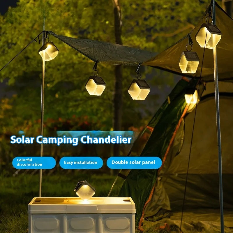 Solar-powered Ice Brick Chandelier, Outdoor Decorative Villa Hanging Lamp, Garden Light-controlled Sensor Atmosphere Garden Lamp Oasis Select