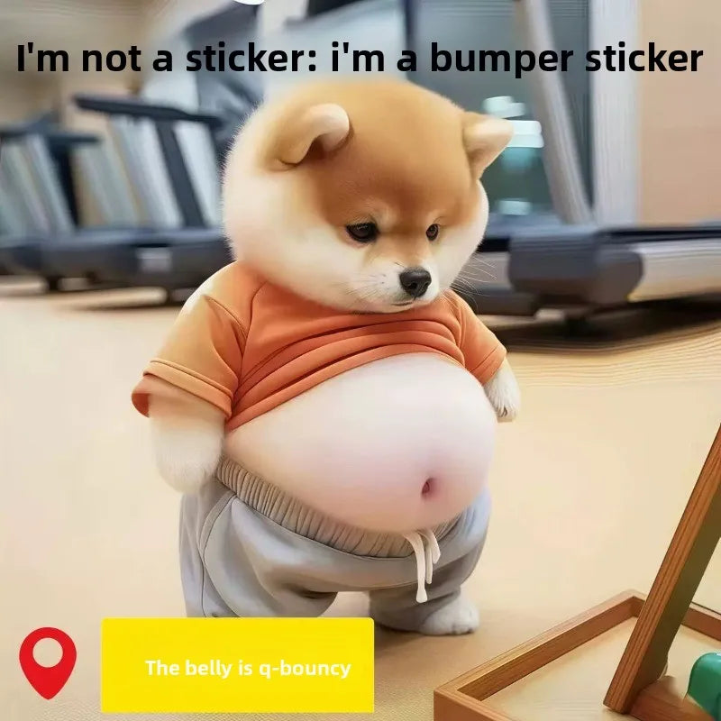 Puppy Big Belly Pinching Fun Cute Creative Stress Relief Toy Little Fat Diesel Dog Car Crash Sticker Door Stopper Random style Oasis Select