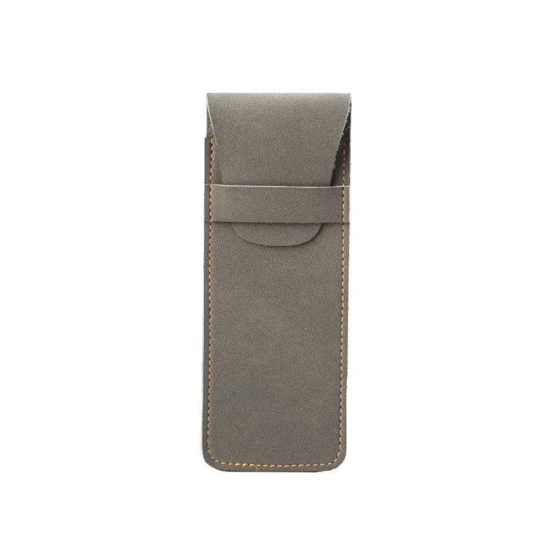 Vintage Leather Pen Case Pocket Pen Pouch Pen Sleeve Mini Stationery Organizer Bag For Students Office Women Men Business Travel Oasis Select Gray