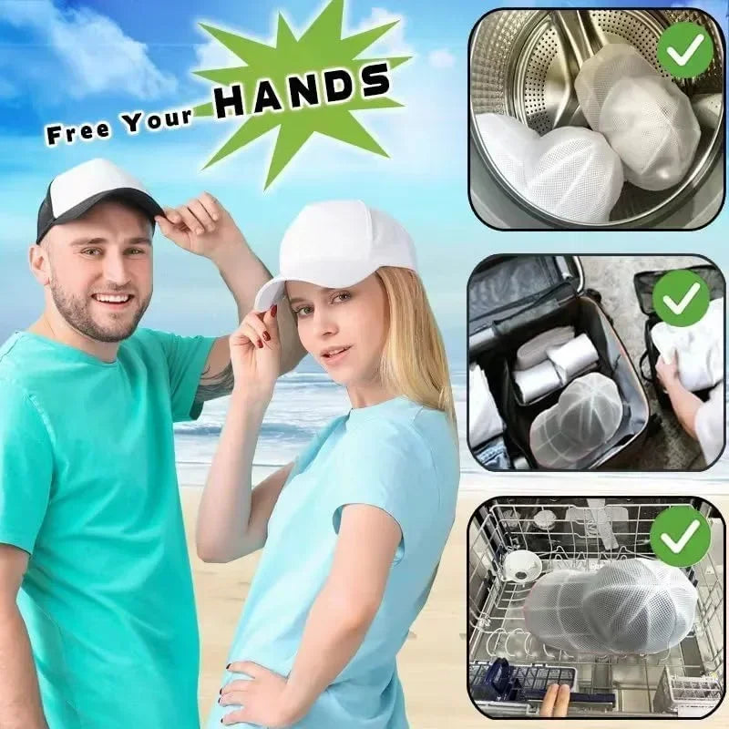 2pcs/set Anti-Deformation Hat Cleaning Cage for Washing Machine, Mesh Laundry Bag for Baseball Cap, Hat Washer Protector Shaper Oasis Select