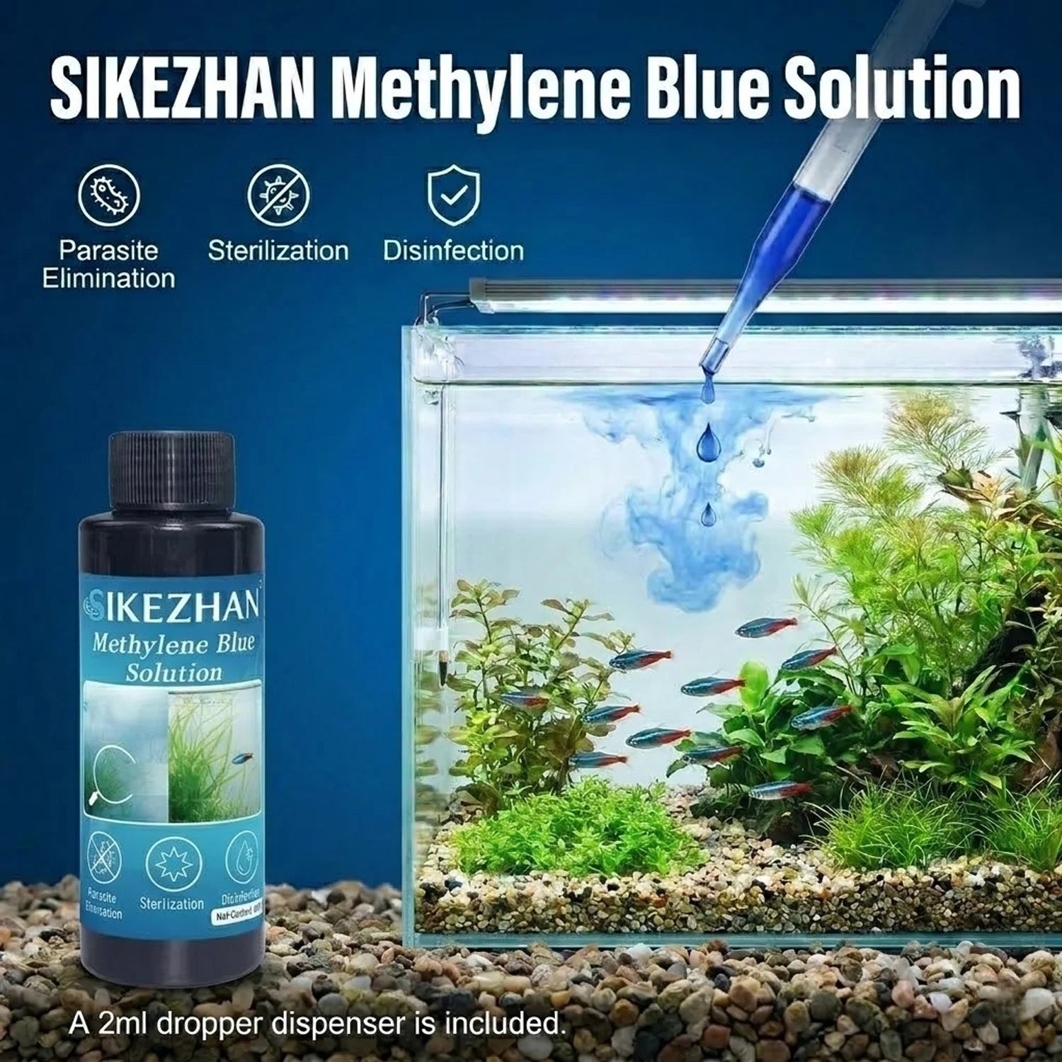 101ml Methylene Blue Aquarium Fish Treatment White Spot Ich Cure Fungal Disease Medicine For Koi Goldfish Betta Tank Care Liquid Oasis Select