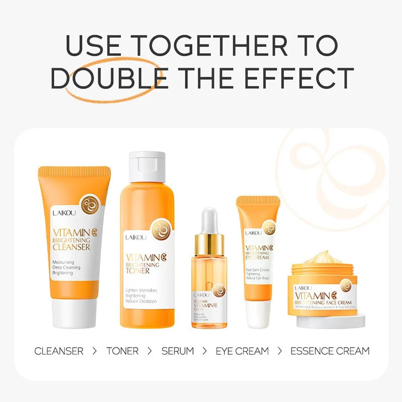 LAIKOU Vitamin C Face Cream Set – 5-Piece Korean Skincare Kit Korean Skincare Set Oasis Select