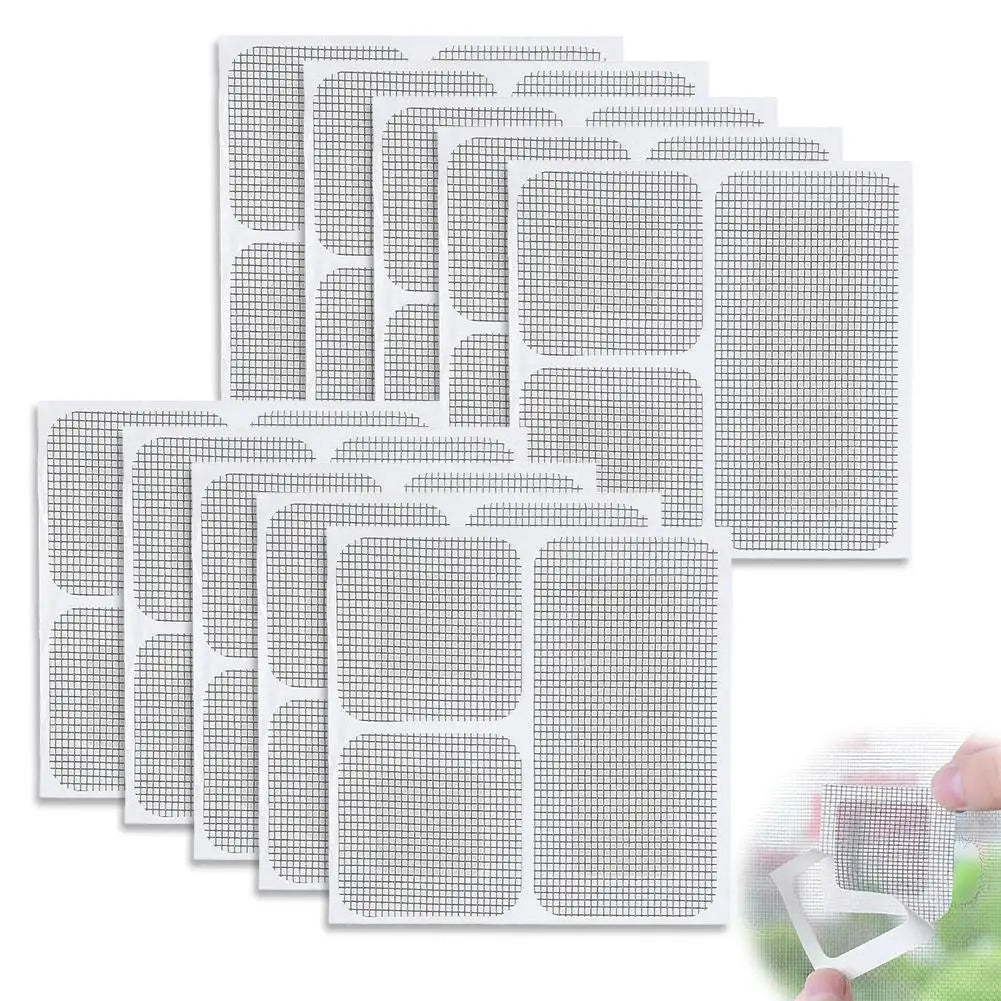 10Pcs Window Screen Repair Patch Self-adhesive Magic Tape Anti Mosquito Fly Bug Door Window Mesh Broken Holes Repair Sticker Oasis Select White