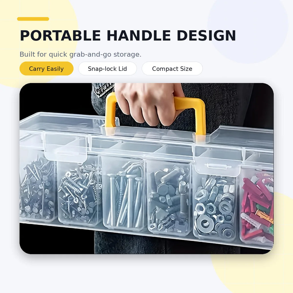 Portable Parts Organizer Box With Handle Clear Plastic Storage Case For Tools Screws Nuts Bolts Hardware Produce Bag Tote Oasis Select