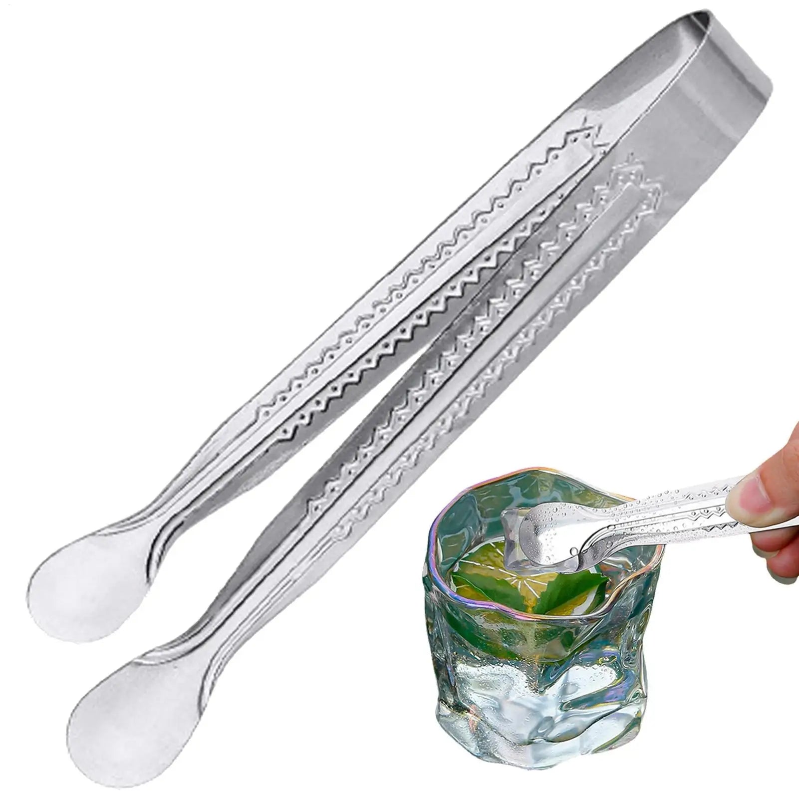 1PC Stainless Steel Food Tongs Ice Tongs Multi-purpose Ice Cube Sugar Clamp Mini Food Clips for BBQ Party Bar Kitchen Gadgets Oasis Select