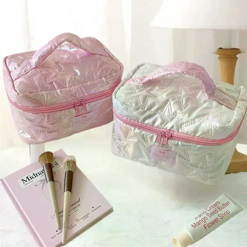 Shiny Star Makeup Bag – Cute Zipper Cosmetic Organizer Women