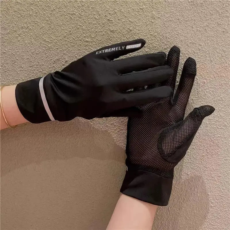 Women Summer Gloves 1Pair Sun Protection Breathable Mesh NonSlip Touchscreen Outdoor Driving Cycling Oasis Select Black